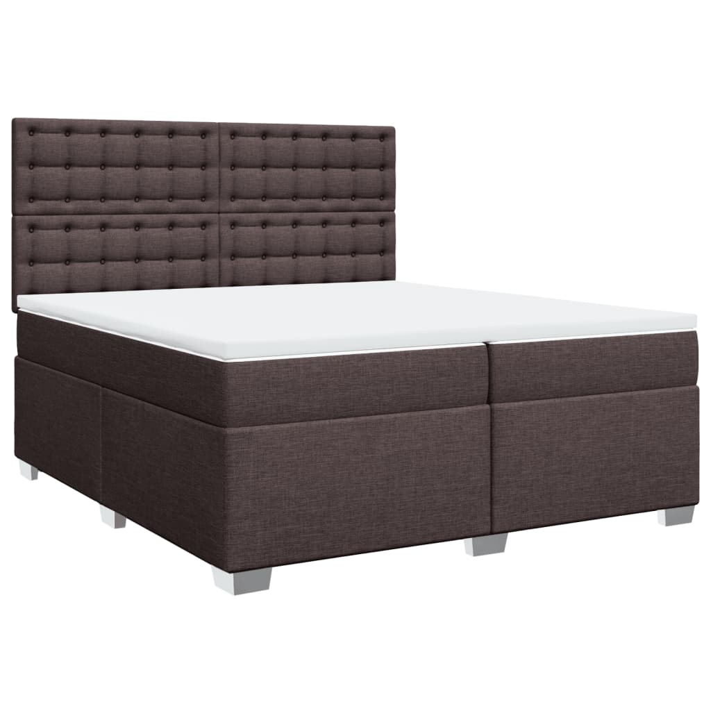 Giroletto a Molle con Materasso Marrone Scuro 200x200cm Tessuto | homemem39