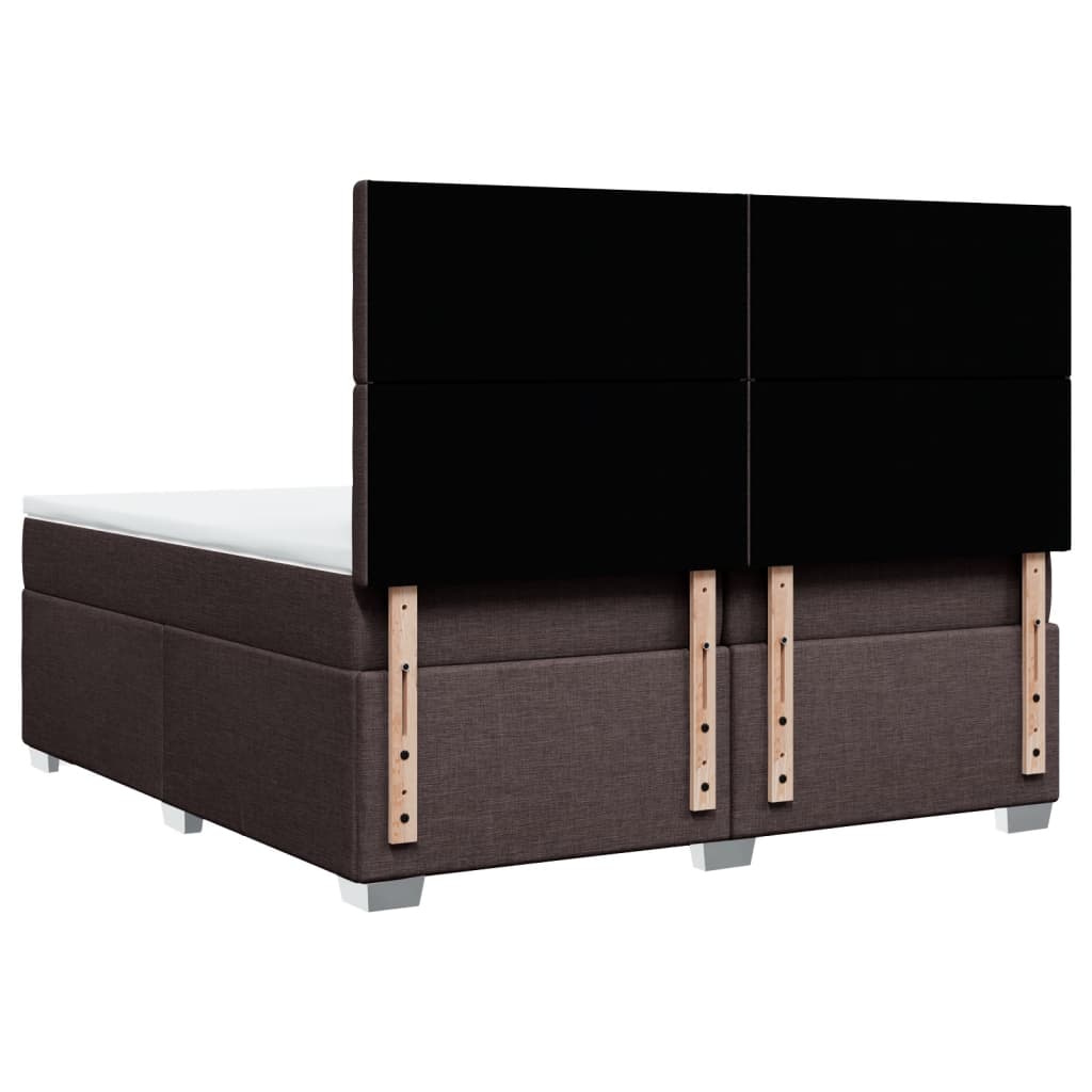 Giroletto a Molle con Materasso Marrone Scuro 200x200cm Tessuto | homemem39