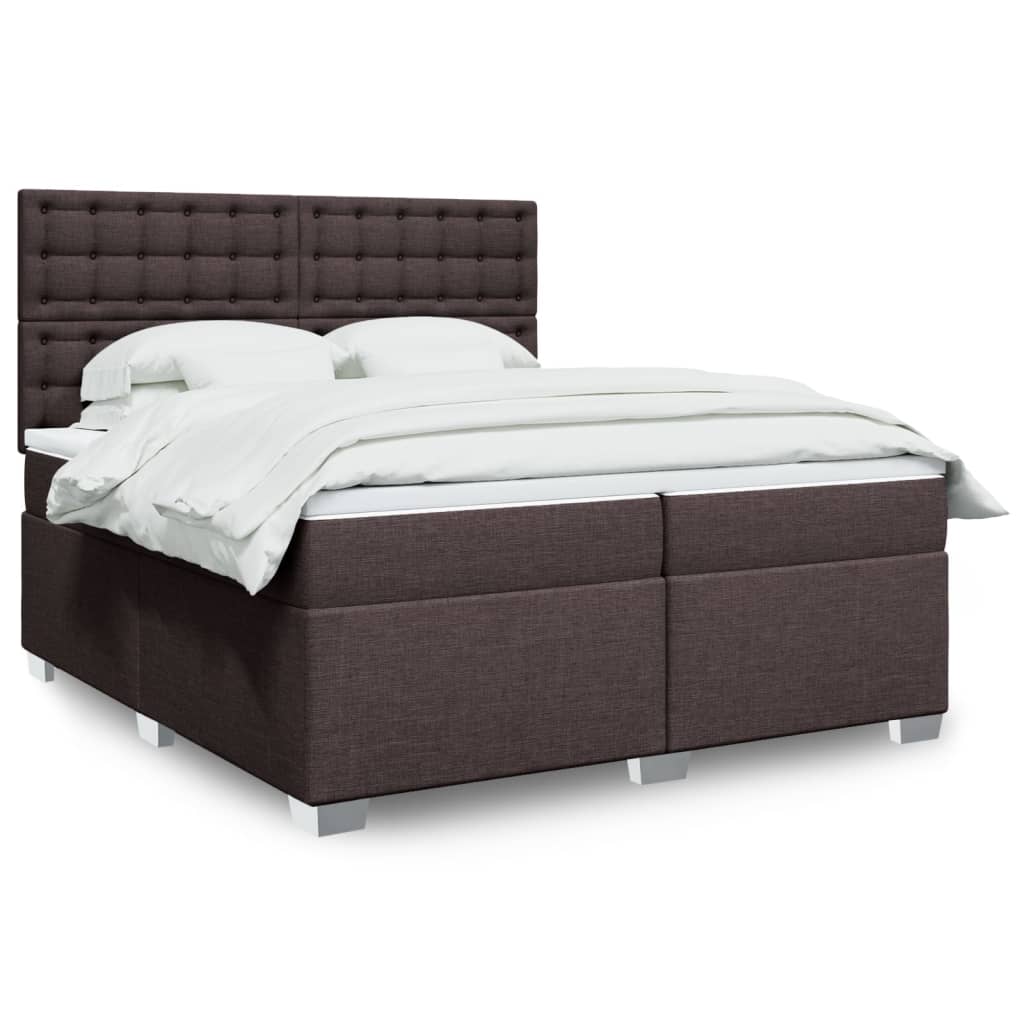 Giroletto a Molle con Materasso Marrone Scuro 200x200cm Tessuto | homemem39
