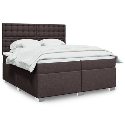 Giroletto a Molle con Materasso Marrone Scuro 200x200cm Tessuto | homemem39