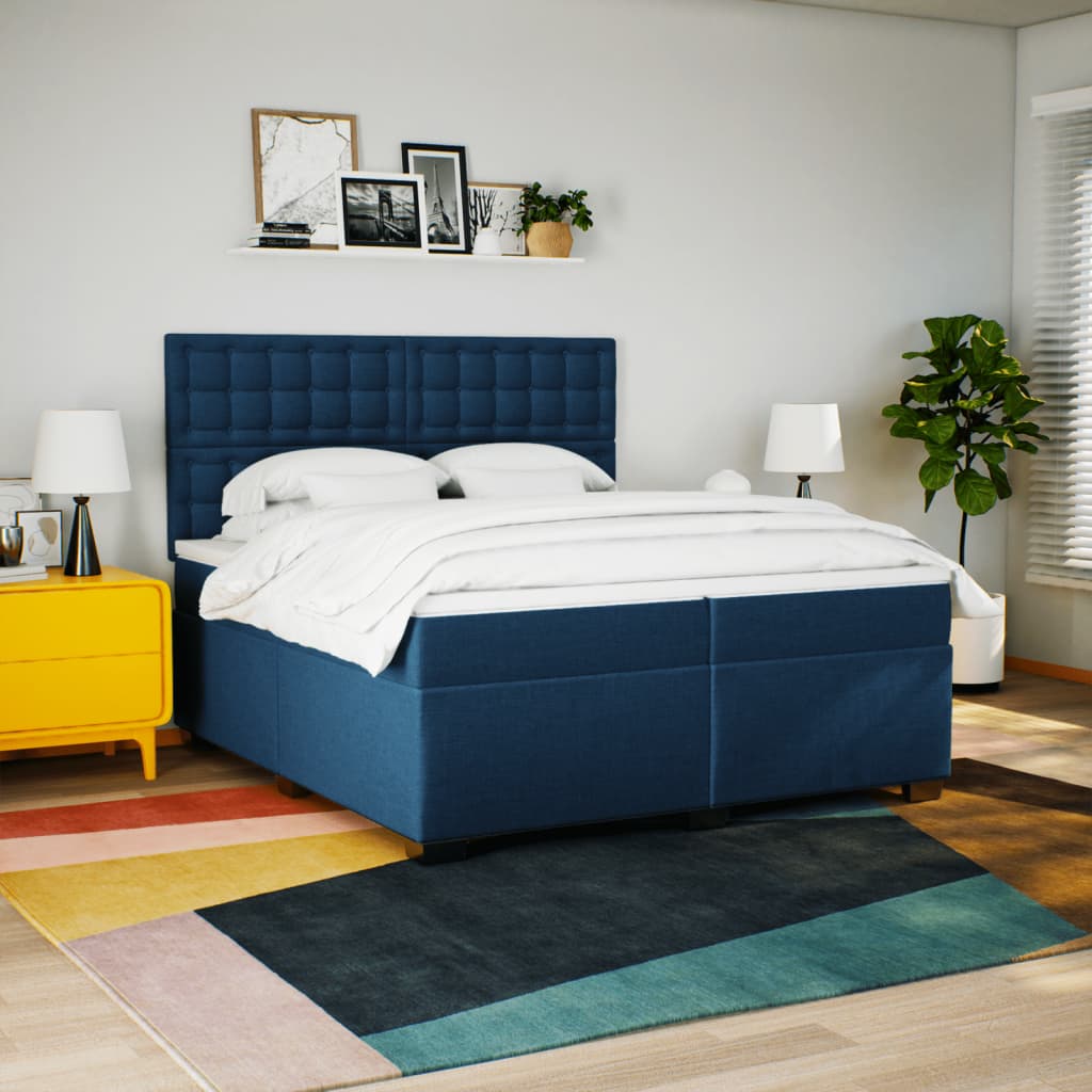 Giroletto a Molle con Materasso Blu 200x200 cm in Tessuto | homemem39