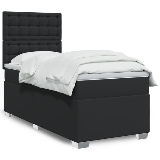 Giroletto a Molle con Materasso Nero 90x190 cm in Similpelle | homemem39