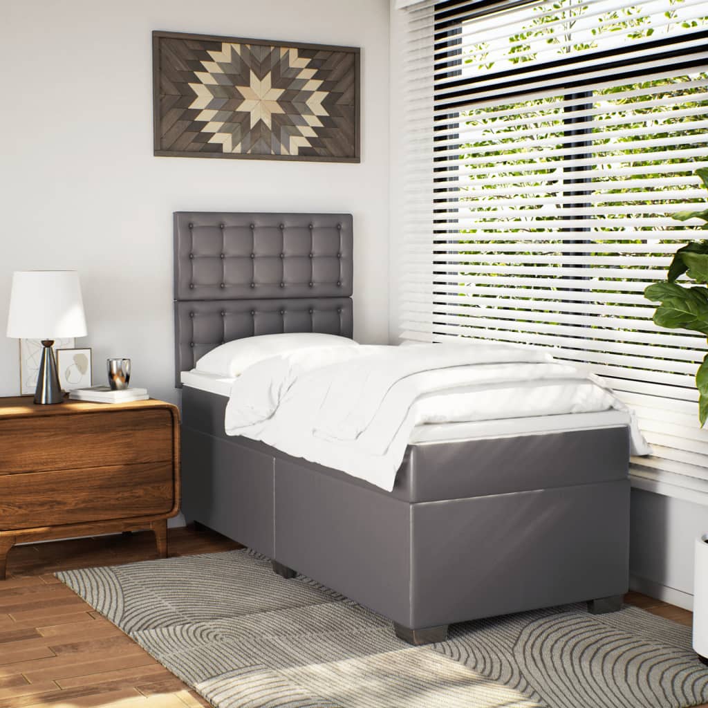 Giroletto a Molle con Materasso Grigio 90x190 cm in Similpelle | homemem39
