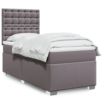 Giroletto a Molle con Materasso Grigio 90x190 cm in Similpelle | homemem39