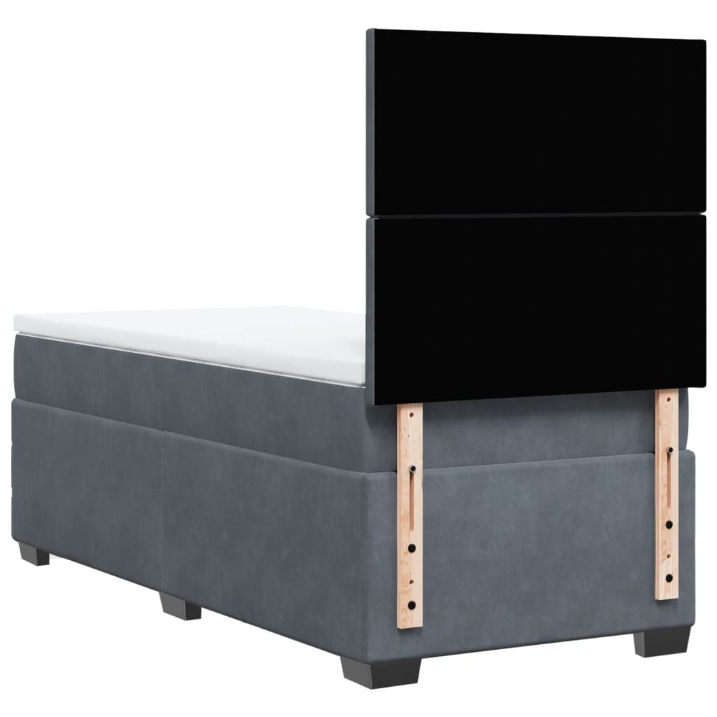 Giroletto a Molle con Materasso Grigio Scuro 80x200 cm Velluto | homemem39