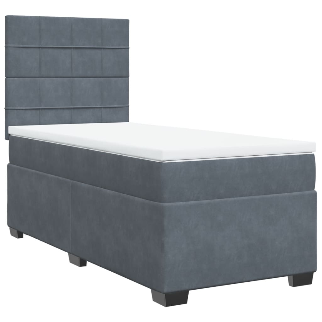 Giroletto a Molle con Materasso Grigio Scuro 80x200 cm Velluto | homemem39