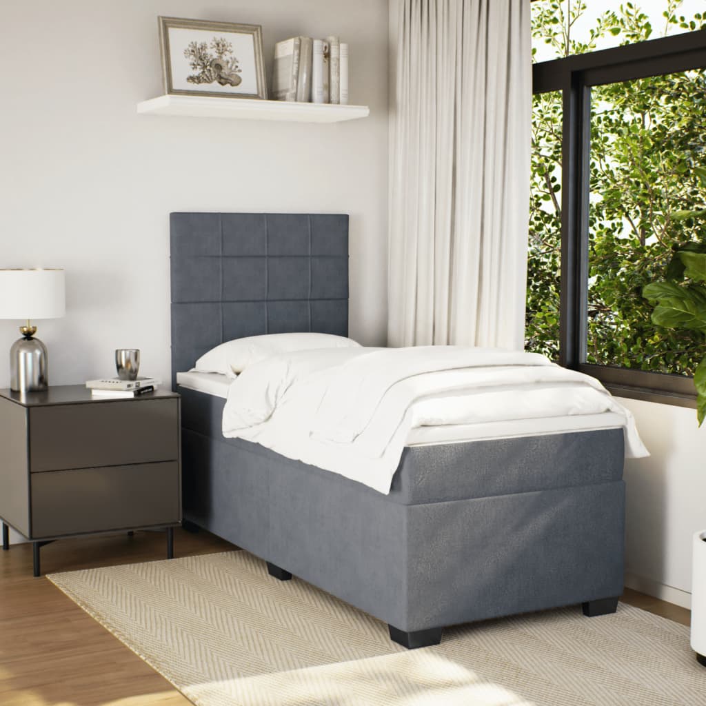 Giroletto a Molle con Materasso Grigio Scuro 80x200 cm Velluto | homemem39