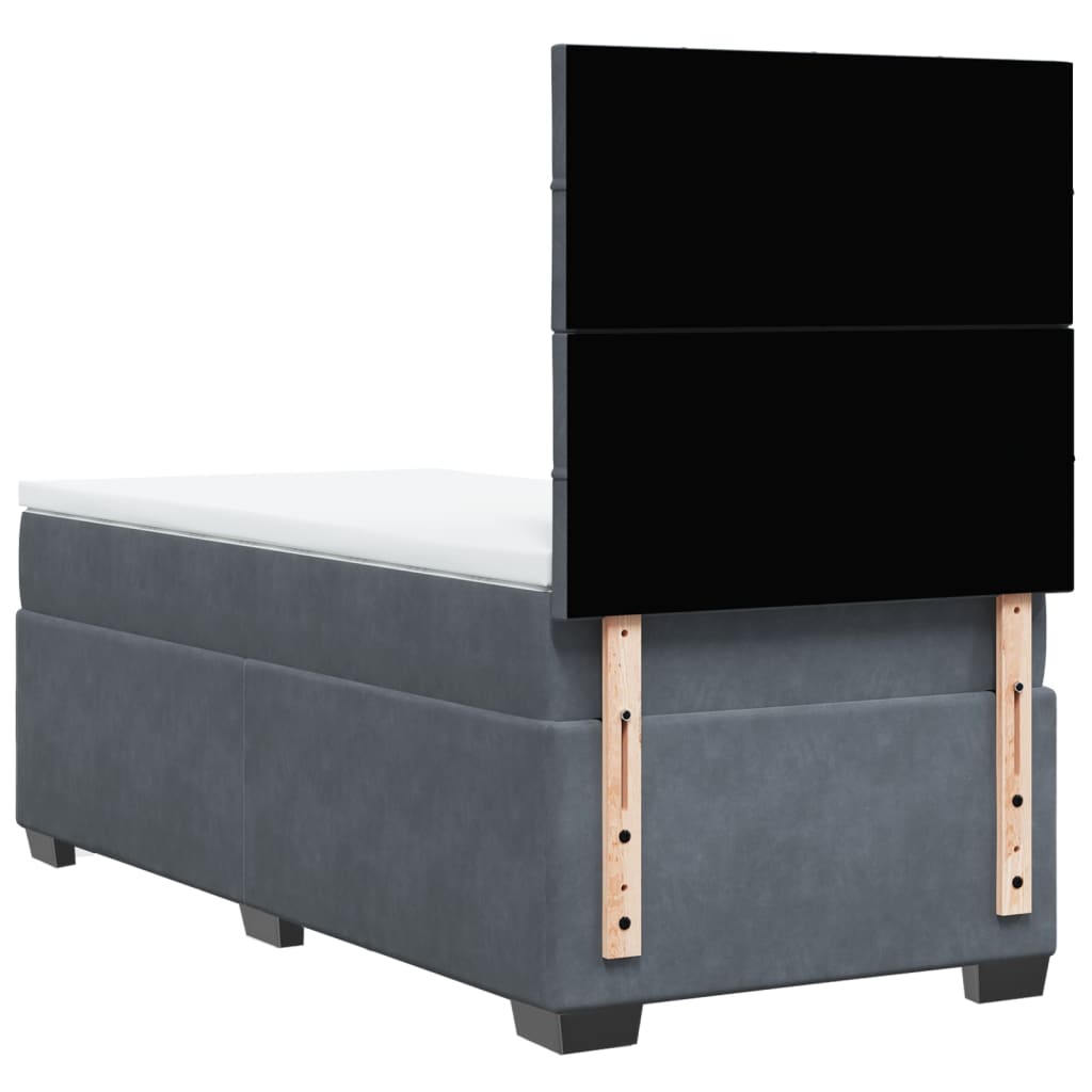 Giroletto a Molle con Materasso Grigio Scuro 80x200 cm Velluto | homemem39