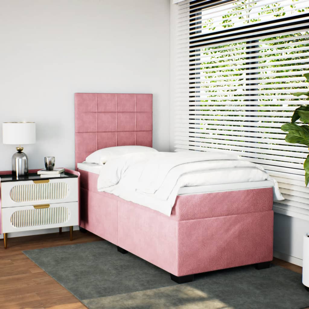 Giroletto a Molle con Materasso Rosa 80x200 cm in Velluto | homemem39