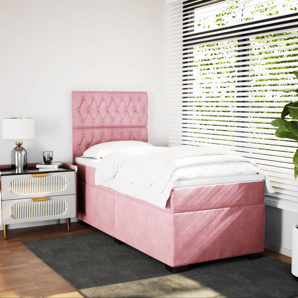 Giroletto a Molle con Materasso Rosa 80x200 cm in Velluto | homemem39
