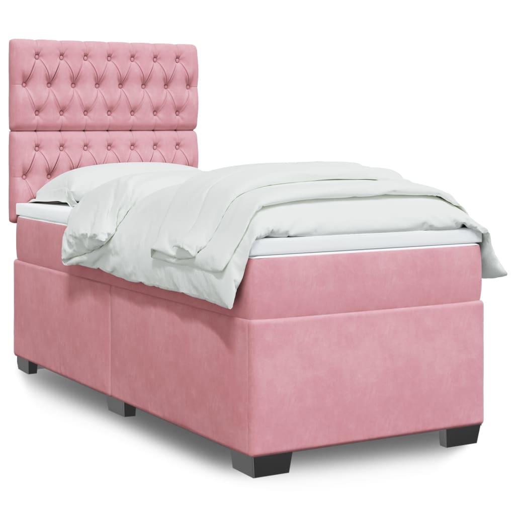 Giroletto a Molle con Materasso Rosa 80x200 cm in Velluto | homemem39