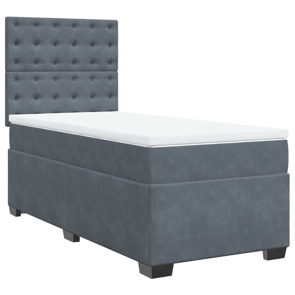 Giroletto a Molle con Materasso Grigio Scuro 80x200 cm Velluto | homemem39