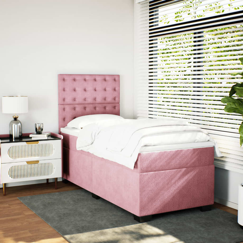 Giroletto a Molle con Materasso Rosa 80x200 cm in Velluto | homemem39