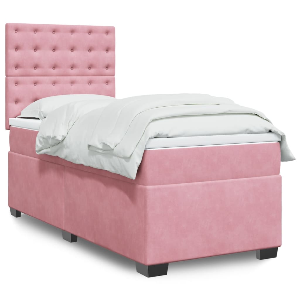 Giroletto a Molle con Materasso Rosa 80x200 cm in Velluto | homemem39
