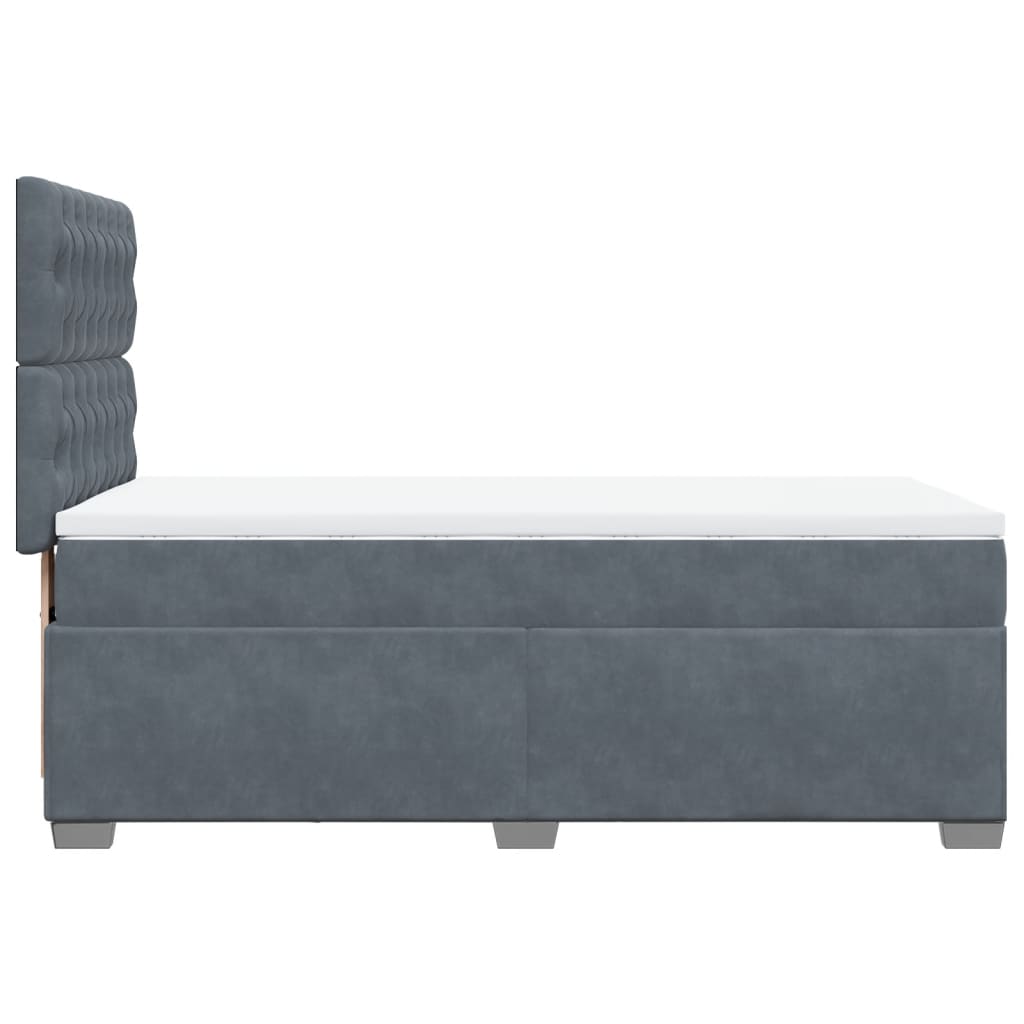 Giroletto a Molle con Materasso Grigio Scuro 90x190 cm Velluto - homemem39