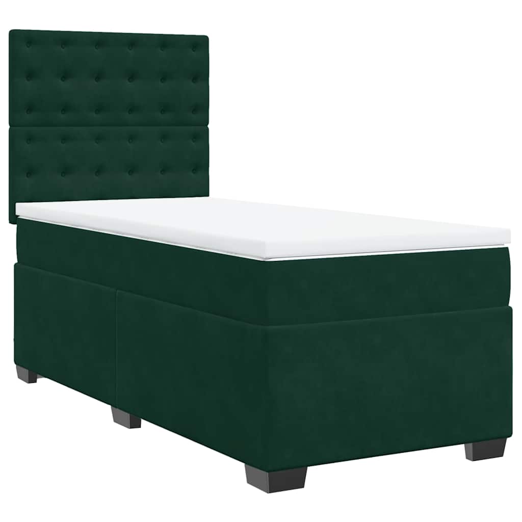 Giroletto a Molle con Materasso Verde Scuro 90x190 cm Velluto | homemem39