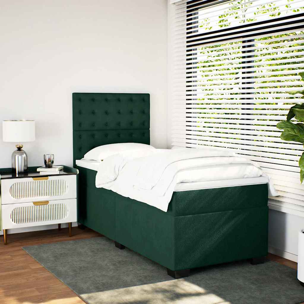 Giroletto a Molle con Materasso Verde Scuro 90x190 cm Velluto | homemem39