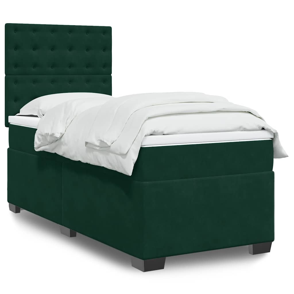 Giroletto a Molle con Materasso Verde Scuro 90x190 cm Velluto | homemem39