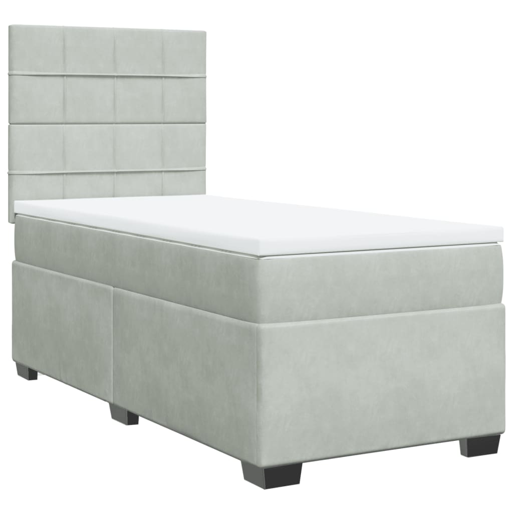 Giroletto a Molle con Materasso Grigio Chiaro 100x200cm Velluto | homemem39
