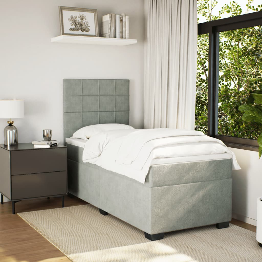 Giroletto a Molle con Materasso Grigio Chiaro 100x200cm Velluto | homemem39