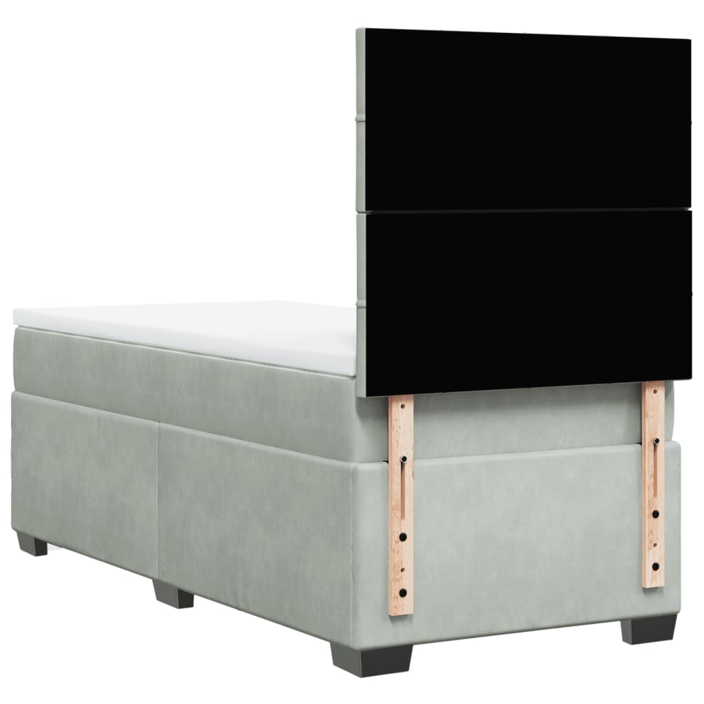 Giroletto a Molle con Materasso Grigio Chiaro 100x200cm Velluto | homemem39