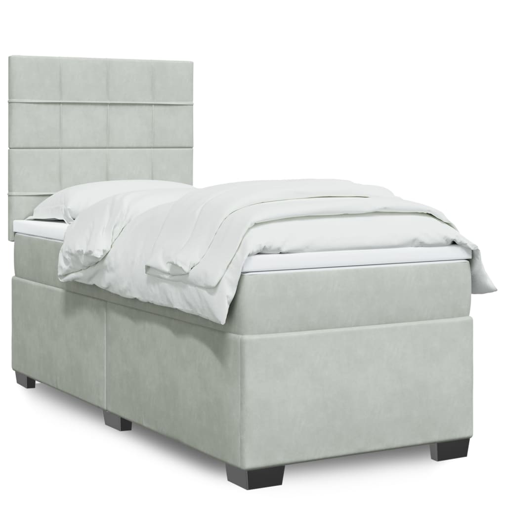 Giroletto a Molle con Materasso Grigio Chiaro 100x200cm Velluto | homemem39