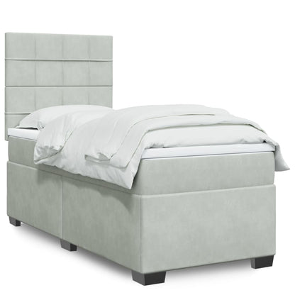 Giroletto a Molle con Materasso Grigio Chiaro 100x200cm Velluto | homemem39