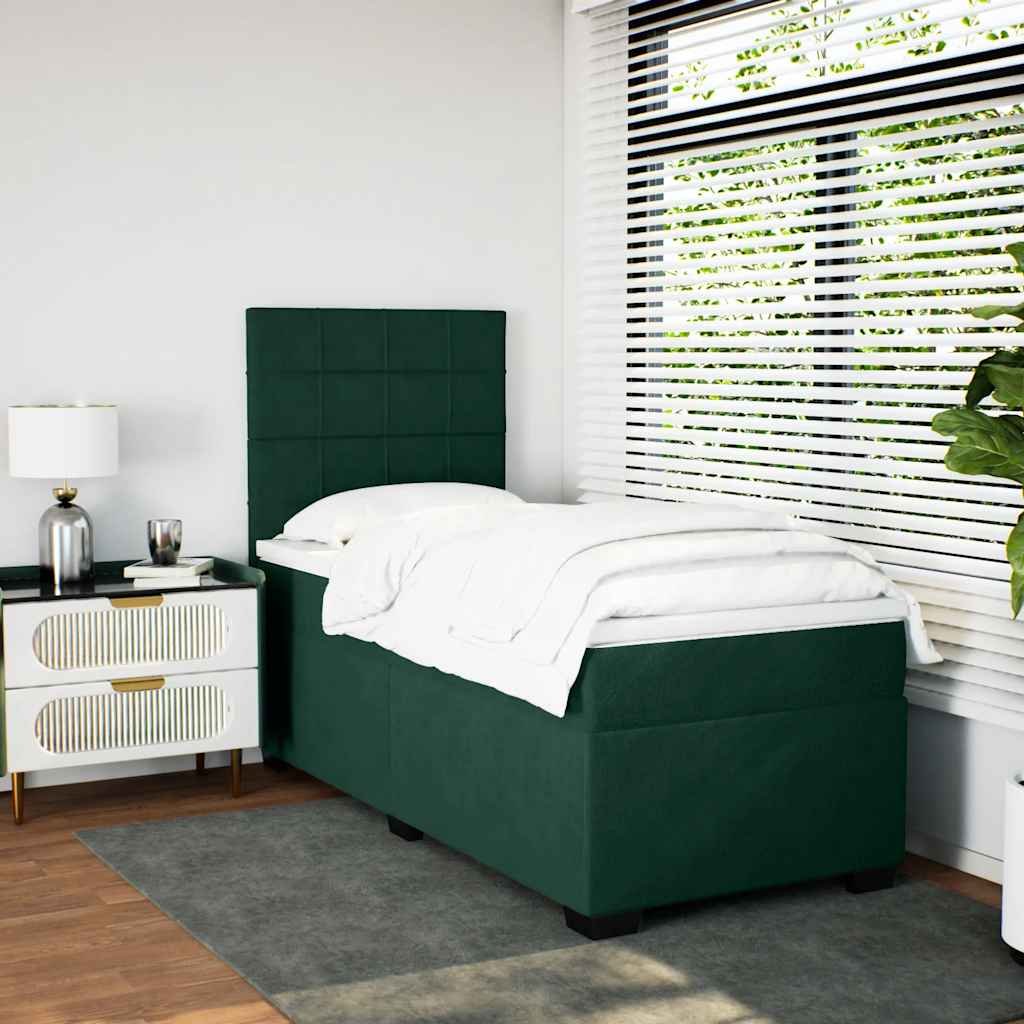 Giroletto a Molle con Materasso Verde Scuro 100x200 cm Velluto