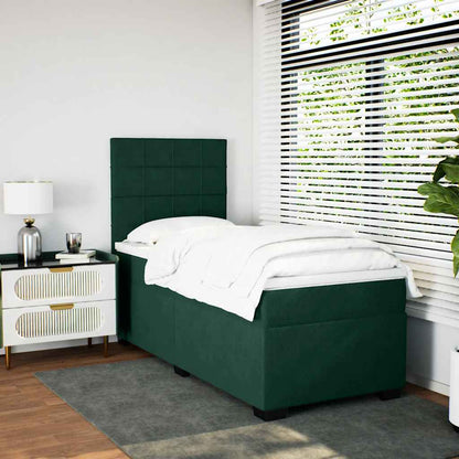 Giroletto a Molle con Materasso Verde Scuro 100x200 cm Velluto