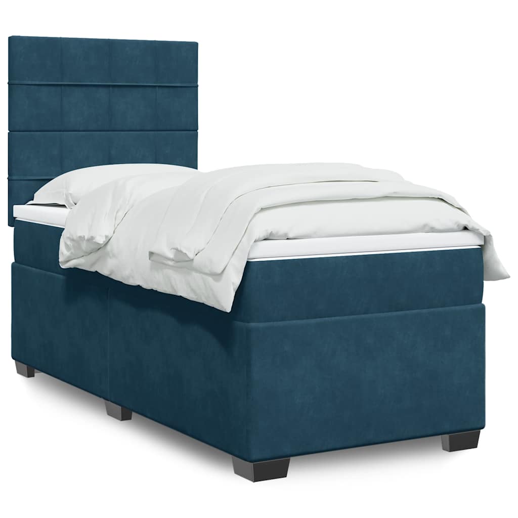 Giroletto a Molle con Materasso Blu 100x200 cm in Velluto | homemem39