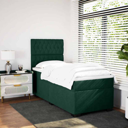 Giroletto a Molle con Materasso Verde Scuro 100x200 cm Velluto | homemem39