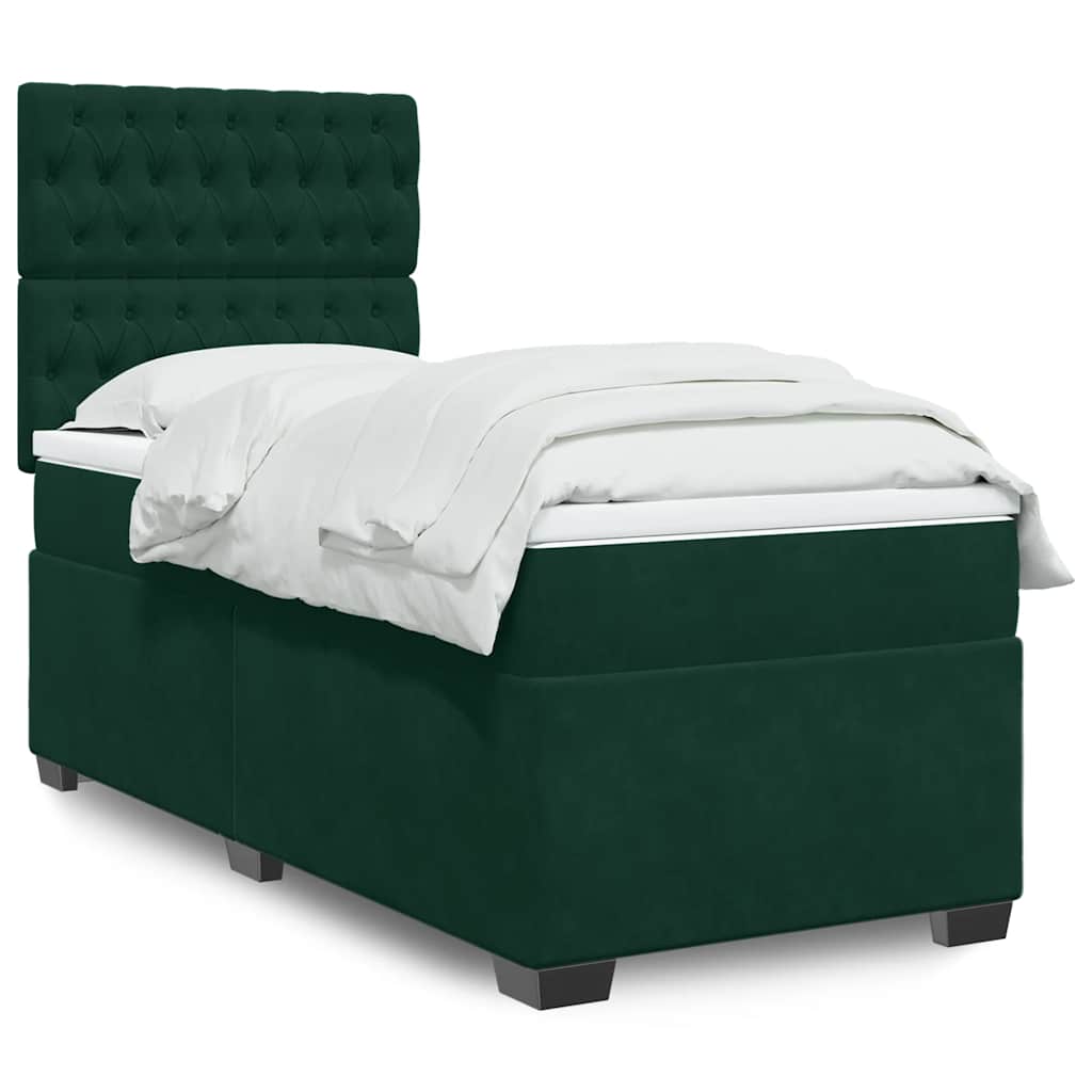 Giroletto a Molle con Materasso Verde Scuro 100x200 cm Velluto | homemem39