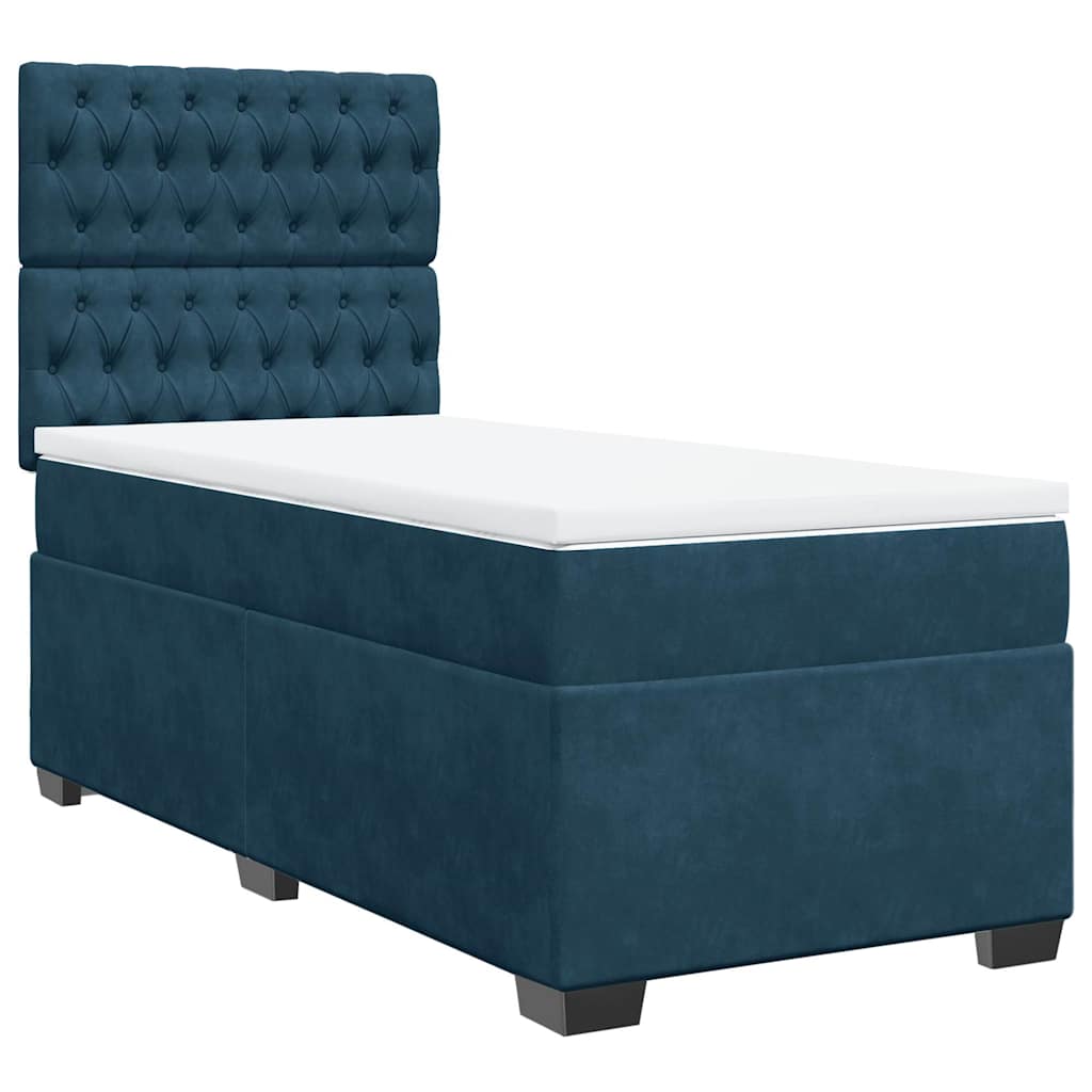 Giroletto a Molle con Materasso Blu 100x200 cm in Velluto | homemem39