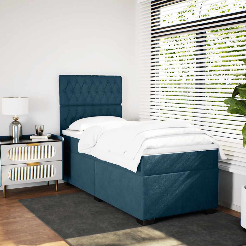 Giroletto a Molle con Materasso Blu 100x200 cm in Velluto | homemem39