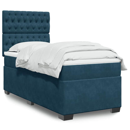 Giroletto a Molle con Materasso Blu 100x200 cm in Velluto | homemem39
