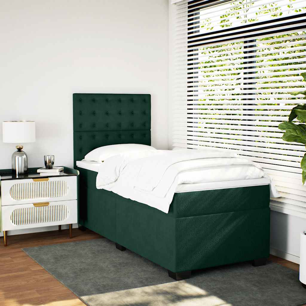 Giroletto a Molle con Materasso Verde Scuro 100x200 cm Velluto | homemem39