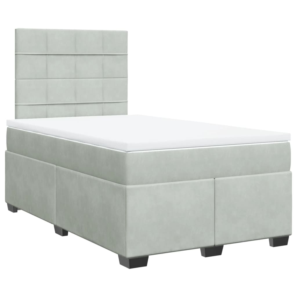 Giroletto a Molle con Materasso Grigio Chiaro 120x190cm Velluto | homemem39