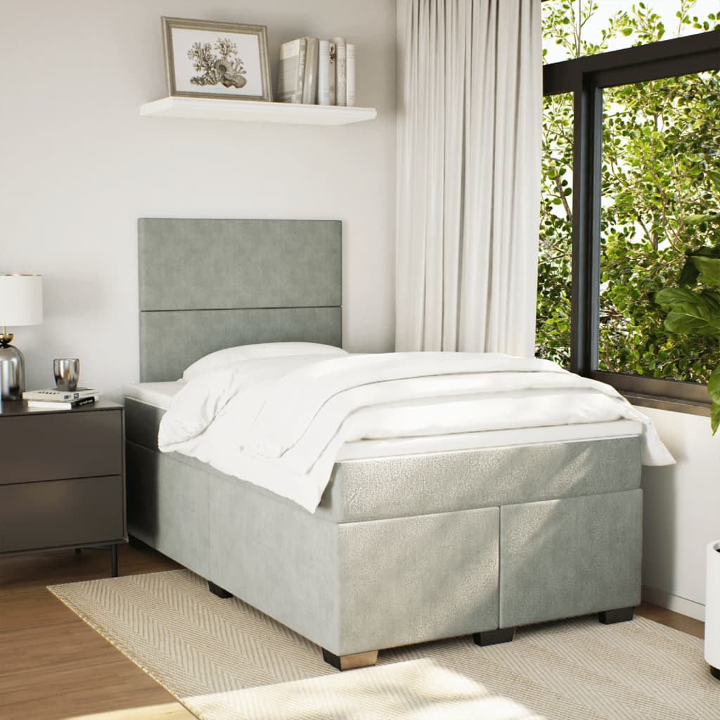 Giroletto a Molle con Materasso Grigio Chiaro 120x190cm Velluto | homemem39