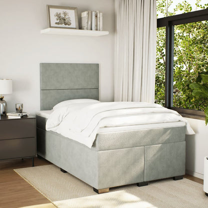 Giroletto a Molle con Materasso Grigio Chiaro 120x190cm Velluto | homemem39