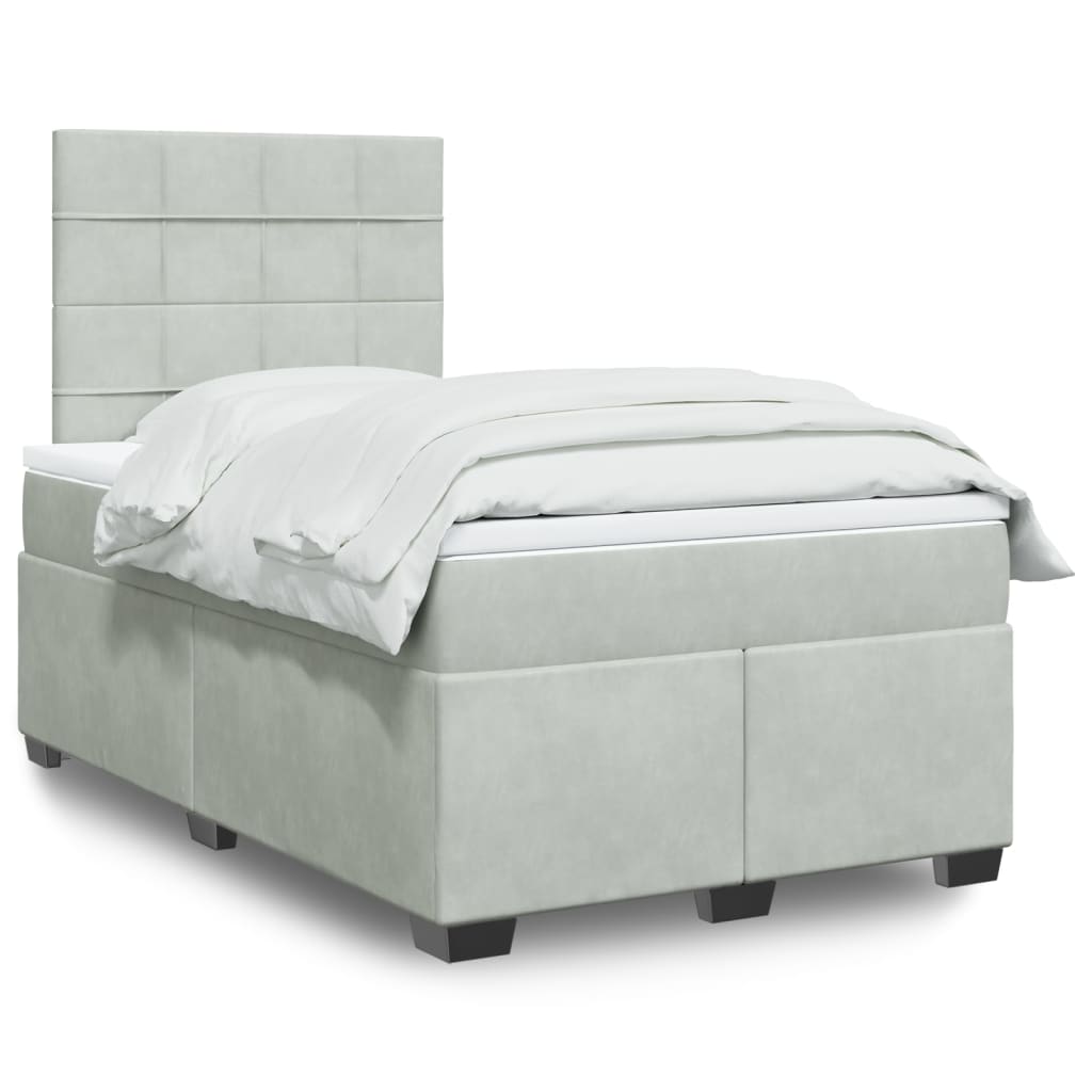 Giroletto a Molle con Materasso Grigio Chiaro 120x190cm Velluto | homemem39
