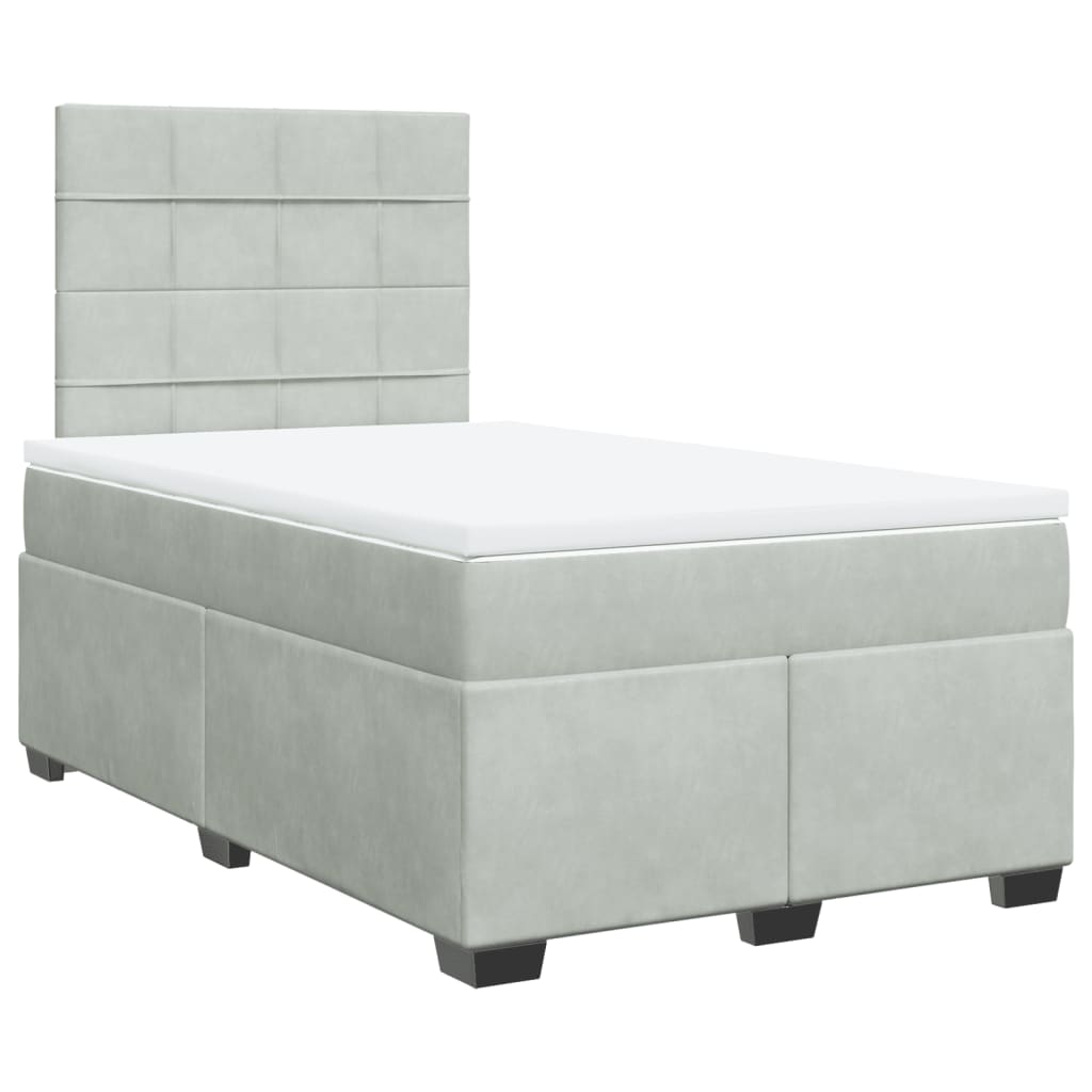 Giroletto a Molle con Materasso Grigio Chiaro 120x200cm Velluto | homemem39