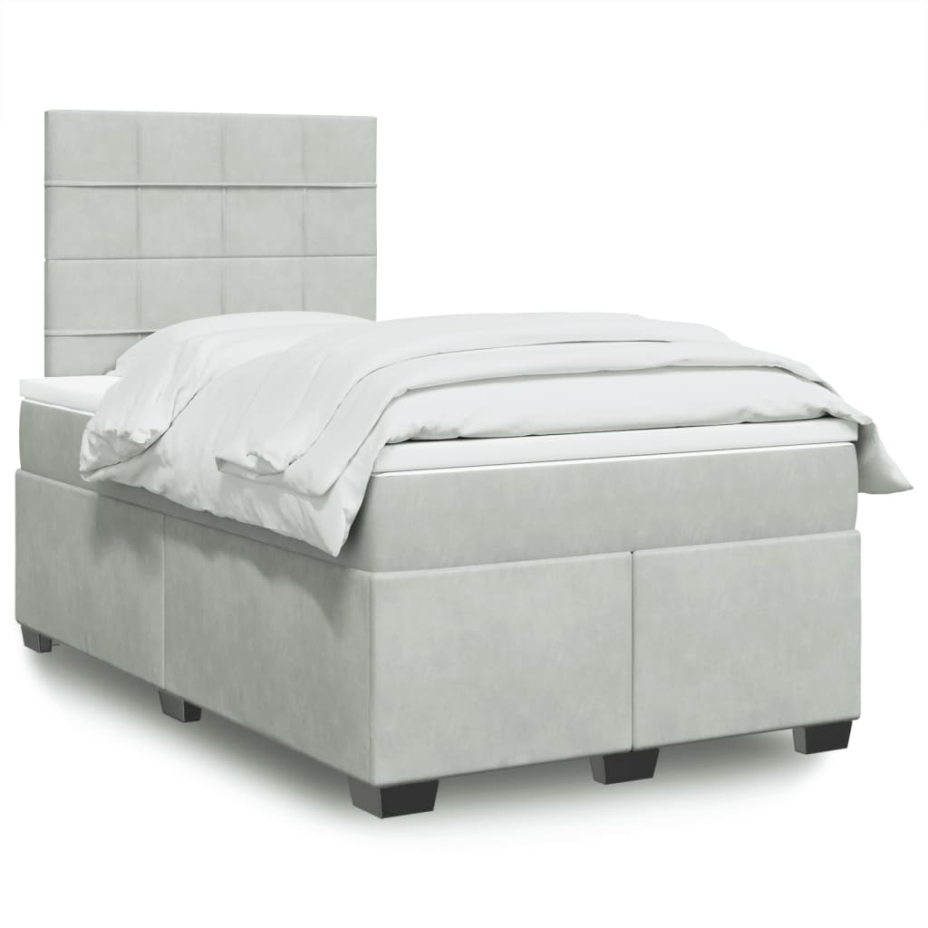 Giroletto a Molle con Materasso Grigio Chiaro 120x200cm Velluto | homemem39