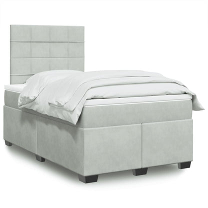 Giroletto a Molle con Materasso Grigio Chiaro 120x200cm Velluto | homemem39