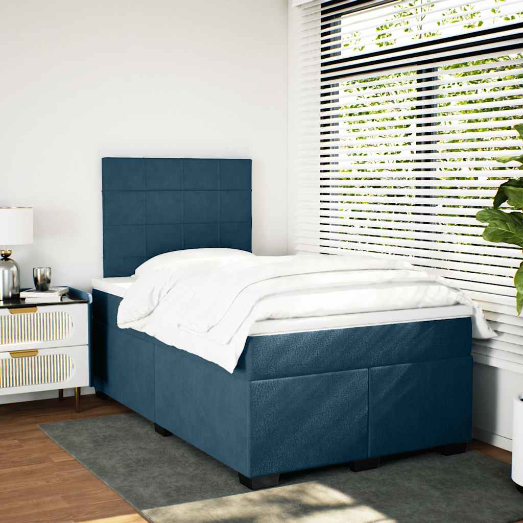 Giroletto a Molle con Materasso Blu 120x200 cm in Velluto | homemem39