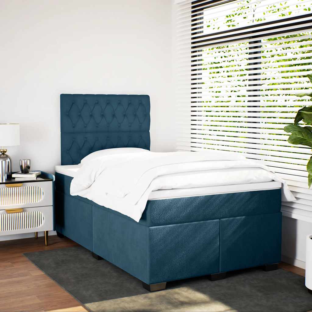 Giroletto a Molle con Materasso Blu 120x200 cm in Velluto | homemem39