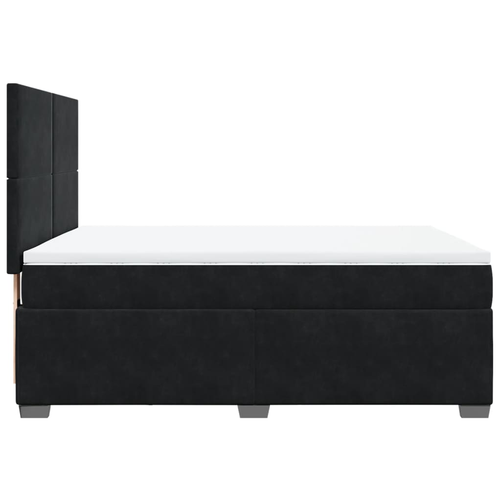 Giroletto a Molle con Materasso Nero 140x190 cm in Velluto | homemem39