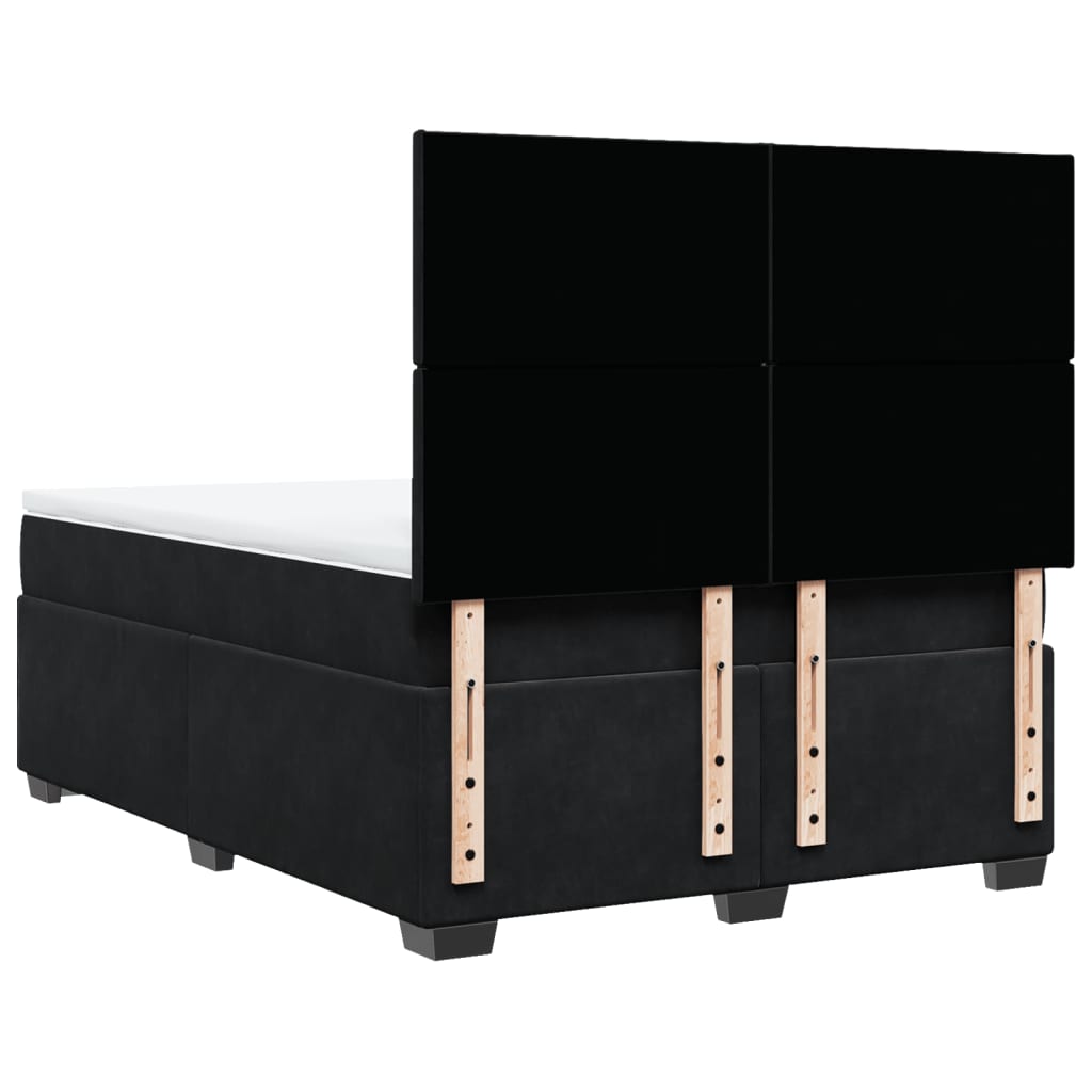 Giroletto a Molle con Materasso Nero 140x190 cm in Velluto | homemem39