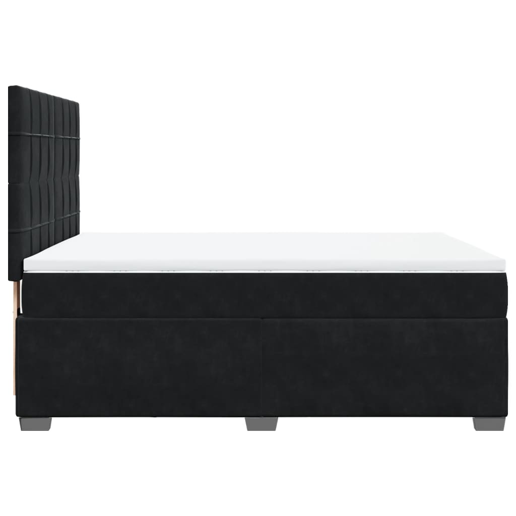 Giroletto a Molle con Materasso Nero 140x190 cm in Velluto | homemem39