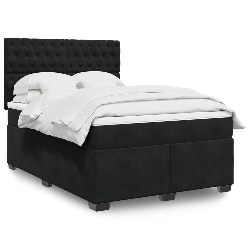 Giroletto a Molle con Materasso Nero 140x190 cm in Velluto | homemem39