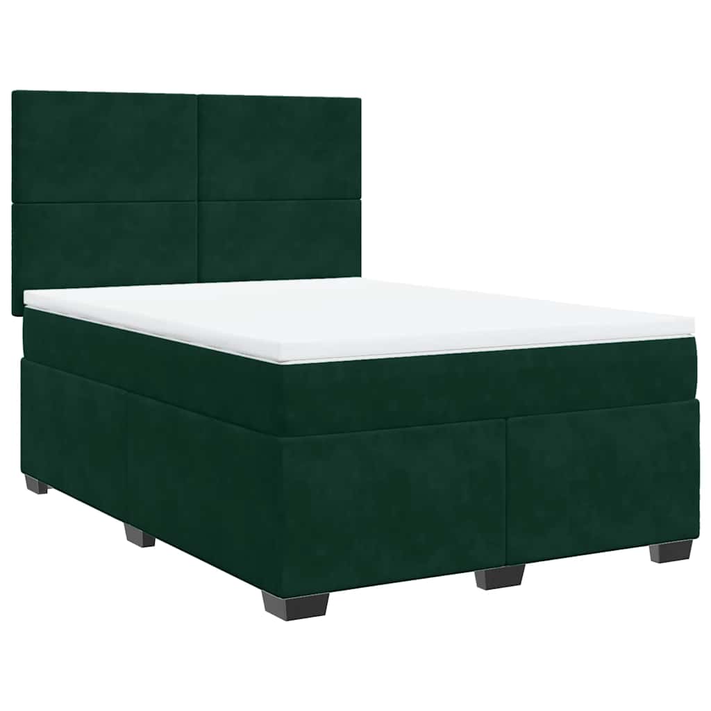 Giroletto a Molle con Materasso Verde Scuro 140x200 cm Velluto | homemem39